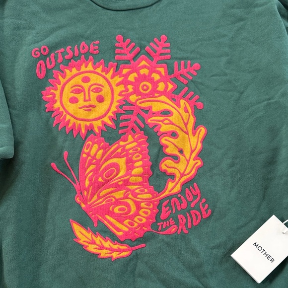 MOTHER Green Sweatshirt with Pink and Yellow Graphic - Picture 2 of 4